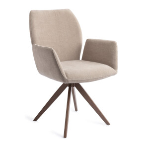 Jesper Home Draaibare Eetkamerstoel 'Misaki' Turn Brown, kleur Sand Strand