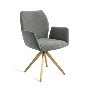 Jesper Home Draaibare Eetkamerstoel 'Misaki' Turn Gold, kleur Breezy Blue