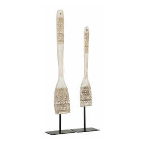 MUST Living Decoratie 'Tribal Spoon' Teakhout, Set van 2 stuks, kleur Wit
