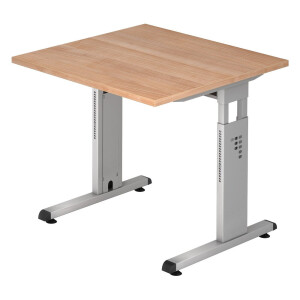 MEGA 8 S | Bureau - 80 x 80 Walnoot/Zilver Tafelhoogte I In hoogte verstelbaar