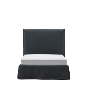 Kave Home Bed 'Jaira' Linnenmix, 90 x 200cm, kleur Antraciet