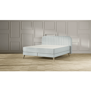 Emma Original Elite Boxspring Bed 180x200 - Mint - Strepen Hoofdbord - Beukenhout Pootjes