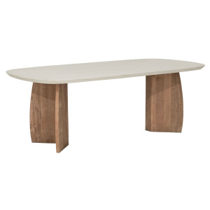 DTP Home Deens Ovale Eettafel 'Nova' Travertin en teakhout, 220 x 110cm