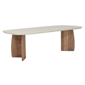 DTP Home Deens Ovale Eettafel 'Nova' Travertin en teakhout, 250 x 110cm