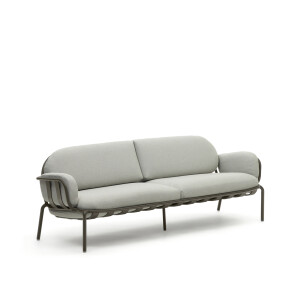 Kave Home 3-zits Tuinbank 'Joncols' 224cm, kleur Grijs/Groen