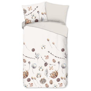 Dekbedovertrek Katoen-Flanel - Mirre - Lits-Jumeaux (240x220 Cm) - Meerkleurig & Wit Flanel Katoen - Natuur & Bloemen - Good Morning - Dekbed-Discounter.nl