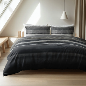 Dekbedovertrek Katoen Flanel - Marcus Grijs - Tweepersoons (200x200 Cm) - Grijs Flanel - Strepen - Sleeptime Elegance - Dekbed-Discounter.nl