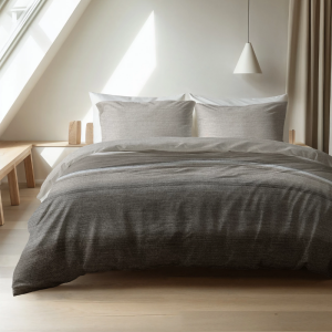 Dekbedovertrek KatoenFlanel Stone Stripe Taupe LitsJumeaux (240x220 Cm) Taupe Flanel Effen Sleeptime Elegance - Overtrek - 240x220 Cm - Dekbed-Discounter.nl