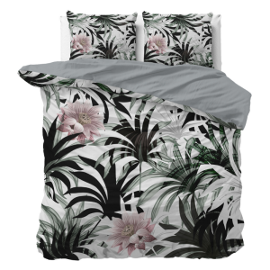 2e -50% | Dekbedovertrek Suzette - Wit - Tweepersoons (200x200 Cm) - Grijs Microvezel - - Sleeptime Essentials - Dekbed-Discounter.nl