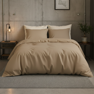 Dekbedovertrek Katoen Satijn Uni - Taupe - Lits-Jumeaux (240x220 Cm) - Taupe Katoen-satijn - Effen - Presence - Dekbed-Discounter.nl