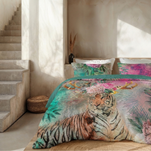 Dekbedovertrek Percale-Katoen Verkoelend - Tiger Excotic - Tweepersoons (200x200 Cm) - Meerkleurig Percale Katoen - Effen - Presence - Dekbed-Discounter.nl