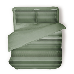 Dekbedovertrek Percale-Katoen Verkoelend - Stripe Olive - Lits-Jumeaux (240x220 Cm) - Groen Percale Katoen - Effen - Presence - Dekbed-Discounter.nl