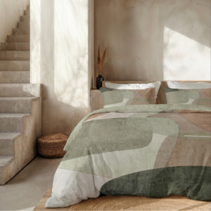 Dekbedovertrek Percale Katoen - Retro Green - Lits-Jumeaux (240x220 Cm) - Groen Percale Katoen - Effen - Presence - Dekbed-Discounter.nl