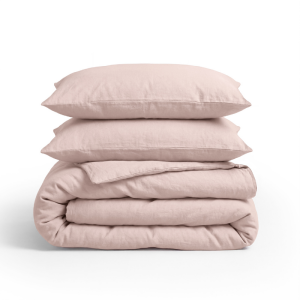 Sale: -35% | Dekbedovertrek Linnen Uni - Zacht Roze - Lits-Jumeaux (240x220 Cm) - Roze Linnen - Effen - Primaviera Deluxe - Dekbed-Discounter.nl