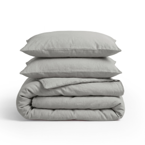 Sale: -35% | Dekbedovertrek Linnen Uni - Grijs - Lits-Jumeaux (240x220 Cm) - Grijs Linnen - Effen - Primaviera Deluxe - Dekbed-Discounter.nl