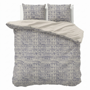 Dekbedovertrek Percale-Katoen Verkoelend - Dutch Doors - Tweepersoons (200x200 Cm) - Blauw Percale Katoen - Effen - Presence - Dekbed-Discounter.nl