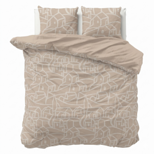 Dekbedovertrek Percale-Katoen Verkoelend - Village - Lits-Jumeaux XL (260x200 Cm) - Beige Percale Katoen - Effen - Presence - Dekbed-Discounter.nl