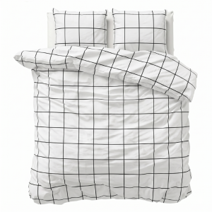 Dekbedovertrek Percale-Katoen Verkoelend - Squared Wit - Lits-Jumeaux (240x220 Cm) - Wit Percale Katoen - Effen - Presence - Dekbed-Discounter.nl