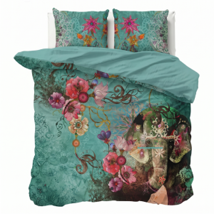 Dekbedovertrek Percale-Katoen Verkoelend - Elephant Boheima - Lits-Jumeaux XL (260x200 Cm) - Meerkleurig Percale Katoen - Effen - Presence - Dekbed-Discounter.nl