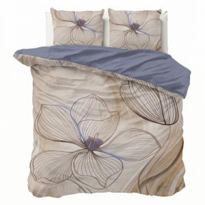 Sale: -32% | Dekbedovertrek Percale-Katoen Verkoelend - Floral Dance - Eenpersoons (140x200 Cm) - Wit & Blauw Percale Katoen - Effen - Presence - Dekbed-Discounter.nl