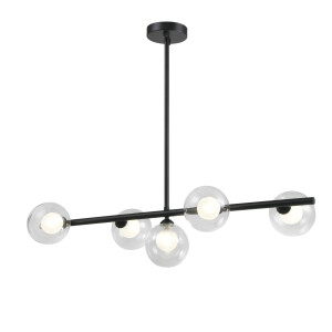 QUVIO Hanglamp met glazen bollen - Metaal - Glas - Zwart