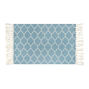 QUVIO Vloerkleed met franjes - Retro - Lichtblauw - 90 x 60 cm