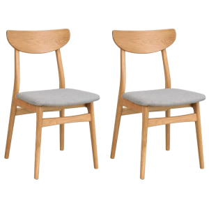 Rodham eikenhouten eetkamerstoel - gestoffeerde zitting lichtgrijs - set van 2