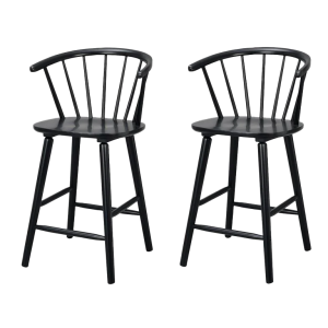 Carmen houten spijlen barkruk zwart - 65 cm - set van 2