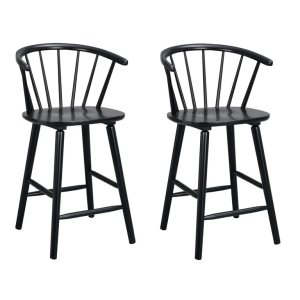 Carmen houten spijlen barkruk zwart - 65 cm - set van 2