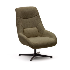 Kave Home Draaifauteuil 'Celida' Bouclé, kleur Donkergroen