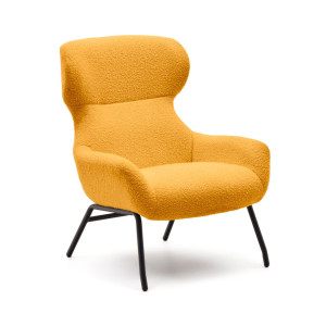 Kave Home Fauteuil 'Belina' Bouclé, kleur Mosterdgeel