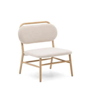 Kave Home Fauteuil 'Helda' Chenille en eikenhout, kleur Beige