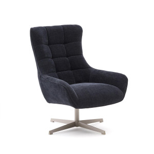 Kave Home Draaifauteuil 'Teryl' Chenille, kleur Donkerblauw