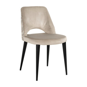 Richmond Eetkamerstoel 'Tabitha' Velvet en stof, kleur Khaki/Naturel
