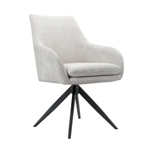 Richmond Draaibare Eetkamerstoel 'Lisonne' Chenille, kleur Crème