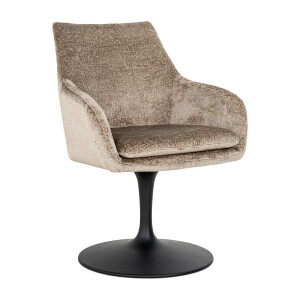 Richmond Draaibare Eetkamerstoel 'Marlon' Chenille, kleur Taupe