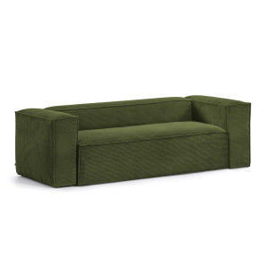 Kave Home 3-zits Bank 'Blok' 240 cm, Rib, kleur Donkergroen