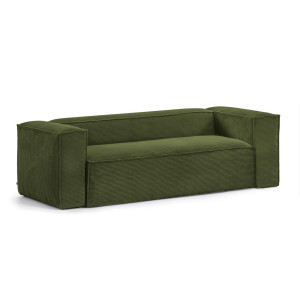 Kave Home 2-zits Bank 'Blok' 210cm, Rib, kleur Donkergroen