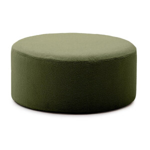 Kave Home Poef 'Kaeli' Bouclé, 90cm, kleur Donkergroen