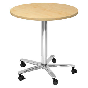 BISTRO 80R C - Systeem conferentietafel Esdoorn Chroom Ø 80