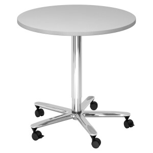 BISTRO 80R C - Systeem conferentietafel Grijs Chroom Ø 80