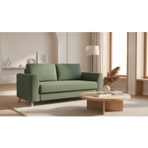 BRUNO slaapbank 140 cm in groen | stabiel massief hout & boxspringcomfort