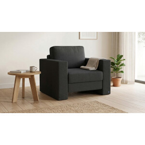 BRUNO slaapstoel 70cm in zwart / antraciet | praktisch formaat | stevig massief hout & boxspringcomfort
