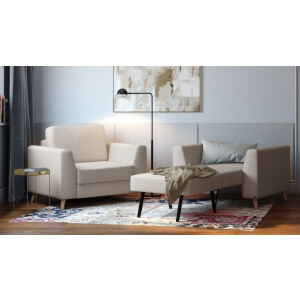 BRUNO slaapstoel 70cm in beige | praktisch formaat | stevig massief hout & boxspringcomfort