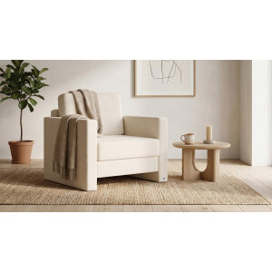 BRUNO slaapstoel 70cm in beige | praktisch formaat | stevig massief hout & boxspringcomfort