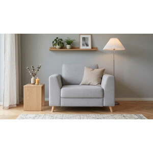 BRUNO slaapstoel 70cm in lichtgrijs | praktisch formaat | stevig massief hout & boxspringcomfort