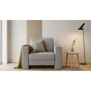 BRUNO slaapstoel 70cm in lichtgrijs | praktisch formaat | stevig massief hout & boxspringcomfort