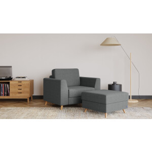 BRUNO slaapstoel 70cm in donkergrijs | praktisch formaat | stevig massief hout & boxspringcomfort