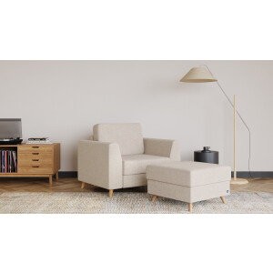 BRUNO slaapstoel 70cm in aurora soft beige| praktisch formaat | stevig massief hout & boxspringcomfort
