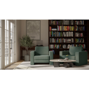 BRUNO slaapstoel 70cm in Aurora Forest groen | praktisch formaat | stevig massief hout & boxspringcomfort